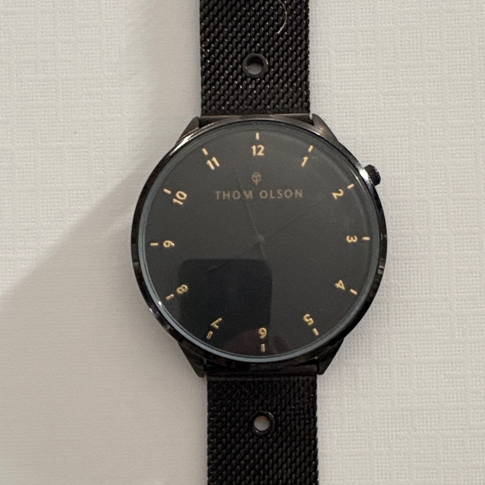 Thom Olsen Black Mesh Strap Watch Unisex